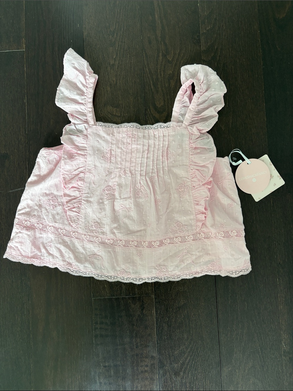 NWT LoveShackFancy x Target Girls Rebecca Pink Alouette Ruffle Tank Top 16 - Picture 2 of 6